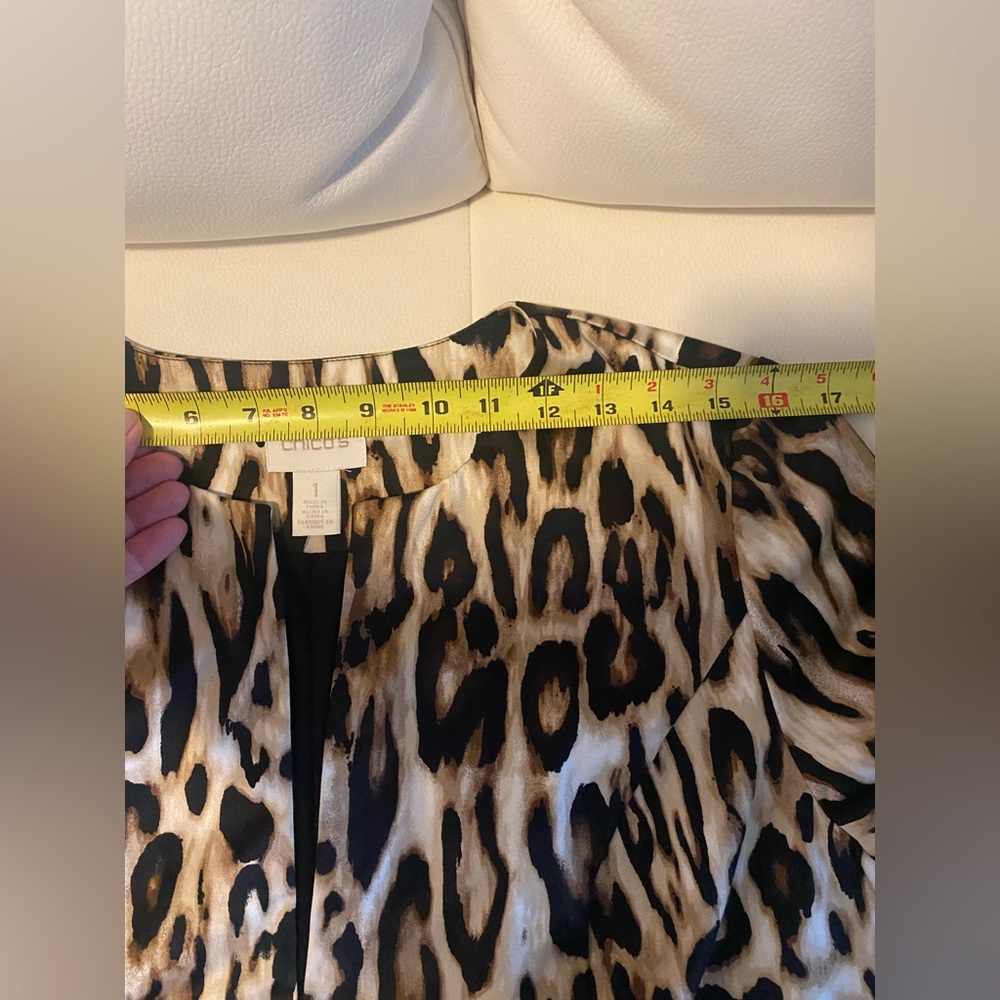 Chico's Brown Tan and Black Leopard-Print Open Front Jacket Size 1 - Picture 8 of 8